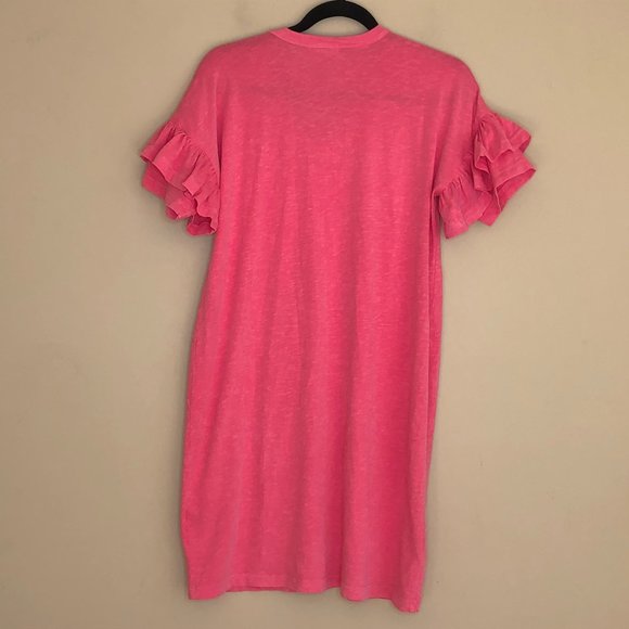 Sundry Short Sleeve Ruffle Shirt Dress NEW - Picture 6 of 12